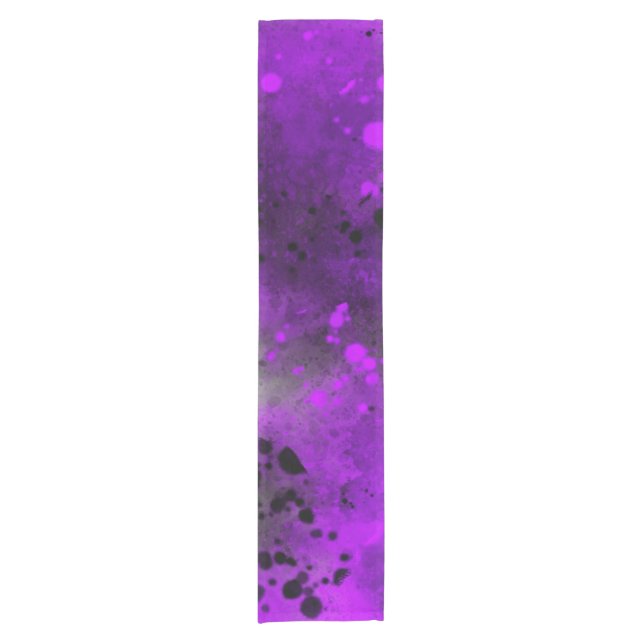 Retro Purple Paint Splatter  Short Table Runner (Front)