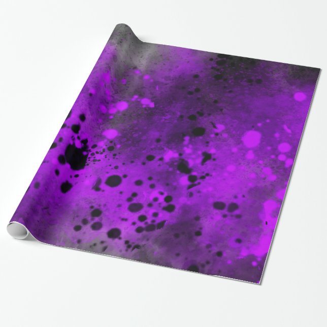 Retro  Purple paint splatter  Wrapping Paper (Unrolled)