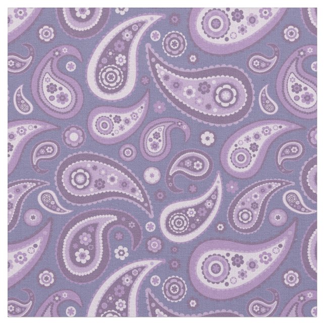 Retro Purple Paisley Pattern Fabric (Close Up)