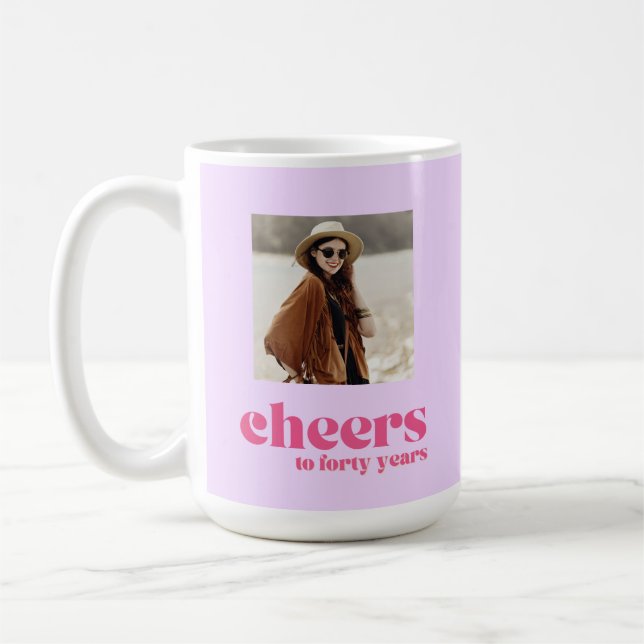 Retro Purple & Pink, 40th birthday Coffee Mug (Left)