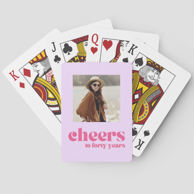 Retro Purple & Pink, 40th birthday Playing Cards (Back)