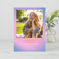 Retro Purple Pink Gradient 3 Photo Graduation