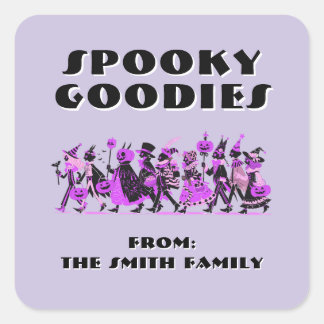 Retro Purple＆Purple Spooky Goodies Halloween Square Sticker