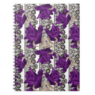 Retro, purple roses notebook