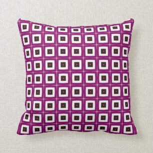 retro purple squares throw pillow