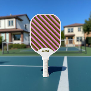 Retro Purple Stripe 70s Inspired Vintage Spring  Pickleball Paddle