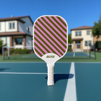 Retro Purple Stripe 70s Inspired Vintage Spring  Pickleball Paddle