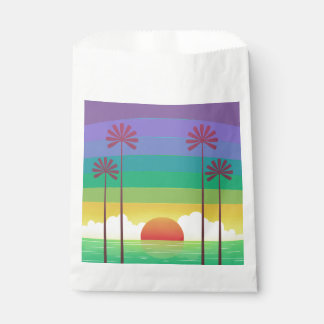 Retro Purple Sunset Palm Trees Art Favour Bags