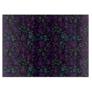 Retro Purple Turquoise Floral Batik Cutting Board
