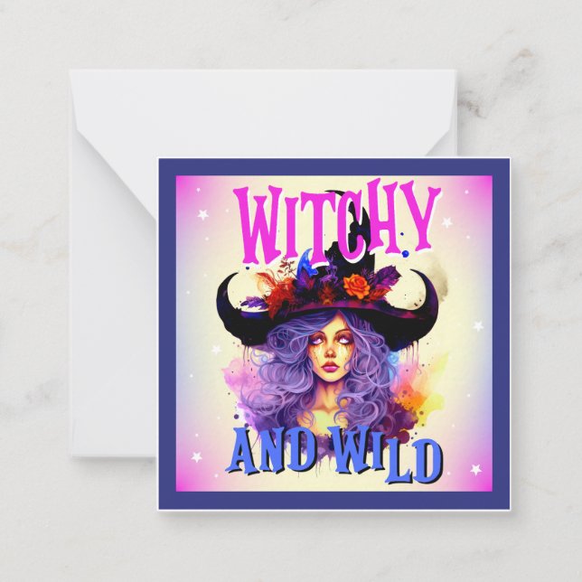 Retro Purple Witchy _  Halloween  Card (Front)