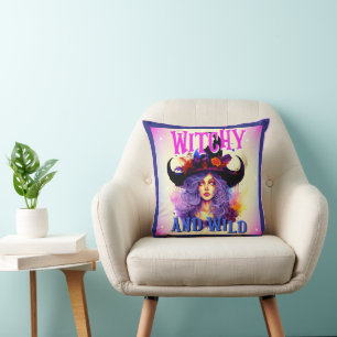 Retro Purple Witchy _  Halloween  Cushion