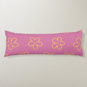 Retro Purple Yellow Floral Simple Flower Pattern Body Cushion