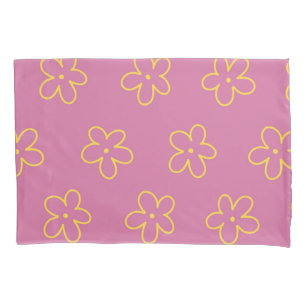 Retro Purple Yellow Floral Simple Flower Pattern Pillowcase