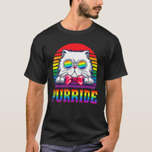Retro Purride Cute Cat Pride Month Lgbtq Gay Rai T-Shirt