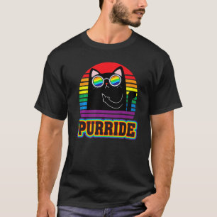 Retro Purride Cute Cat Pride Month Lgbtq Gay Rain T-Shirt