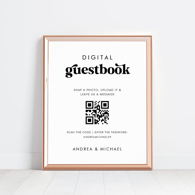 Retro QR Code Digital Guestbook Wedding Sign (Creator Uploaded)