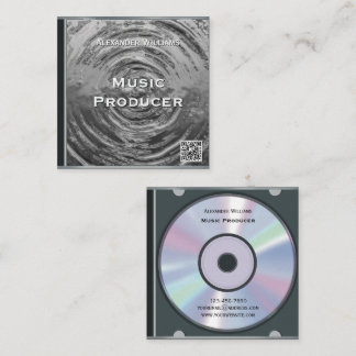 Retro QR Code Silver Music CD Case Square Business Card
