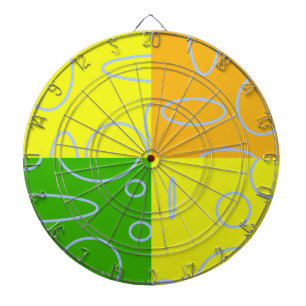 Retro Quad Yellow Green Orange Geometric Dartboard