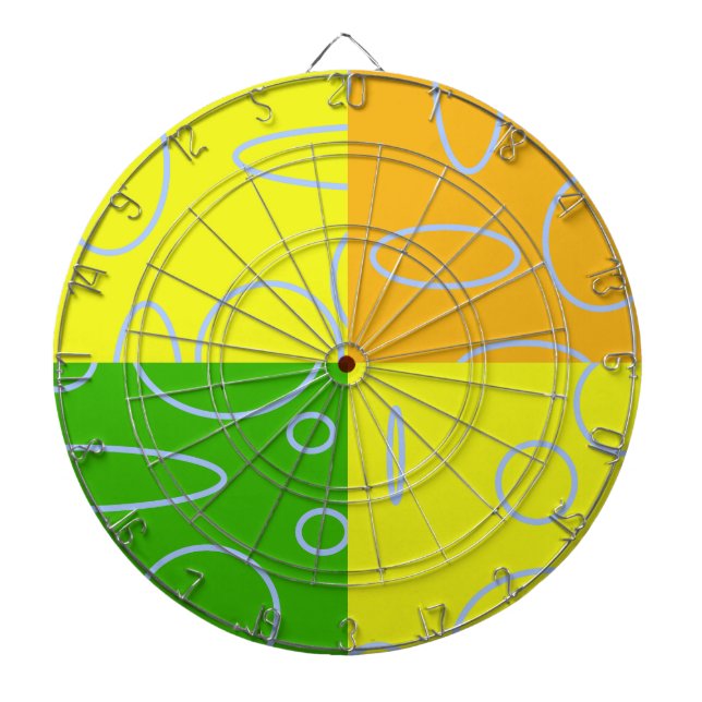 Retro Quad Yellow Green Orange Geometric  Dartboard (Front)