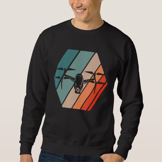 Retro Quadcopter Drone Remote Control Aircraft Sweatshirt (Front)
