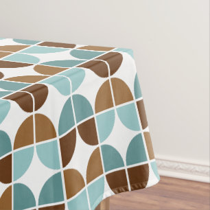 Retro Quarters Blue Brown Pattern Tablecloth