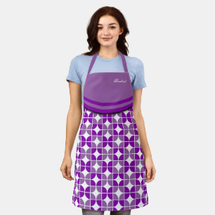 Retro Quarters Pattern With Name Apron