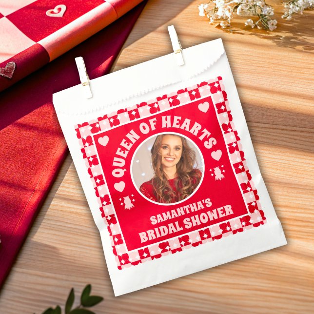 Retro Queen Of Hearts Bridal Shower Photo Favour Bags (Favor Bags
)