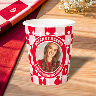 Retro Queen Of Hearts Bridal Shower Photo Paper Cups