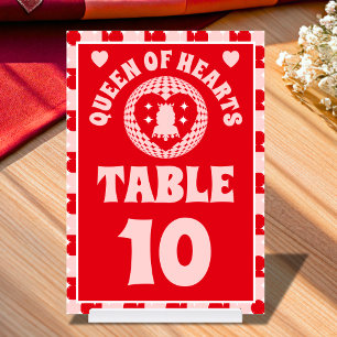 Retro Queen Of Hearts Bridal Shower Table Card