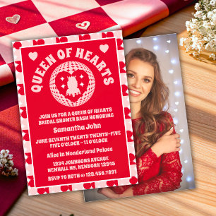 Retro Queen Of Hearts Photo Bridal Shower Invitation
