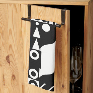 Retro Quilt (black & white) Tea Towel