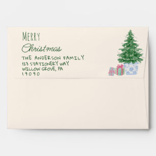 Retro Quirky Colorful Christmas Tree Presents Envelope