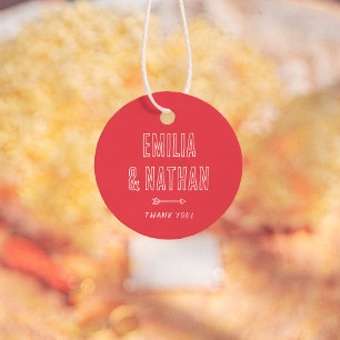 Retro Quirky Hand Drawn Cupid Wedding Thank You Favour Tags