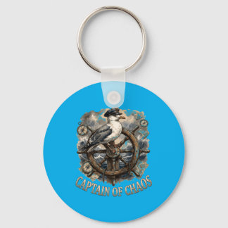 Retro Quote Captain Of Chaos Funny Seagull Beach Key Ring