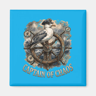 Retro Quote Captain Of Chaos Funny Seagull Beach Magnet