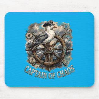 Retro Quote Captain Of Chaos Funny Seagull Beach Mouse Mat