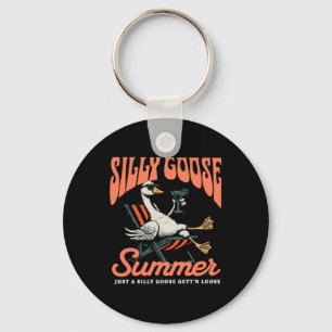 Retro Quote Silly Goose Summer Vibe Funny Animal Key Ring