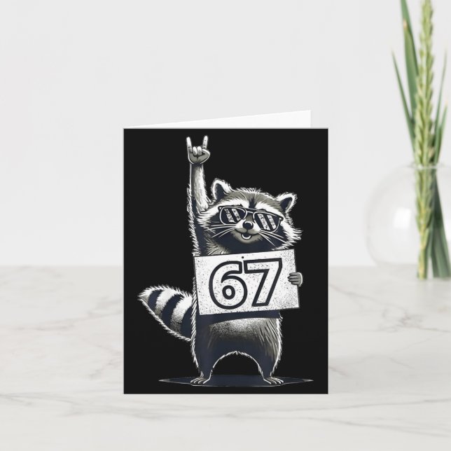 Retro Raccoon 67 Shirts Rock Music Men Kids Women  Card (Front)