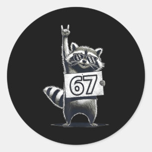 Retro Raccoon 67 Shirts Rock Music Men Kids Women  Classic Round Sticker