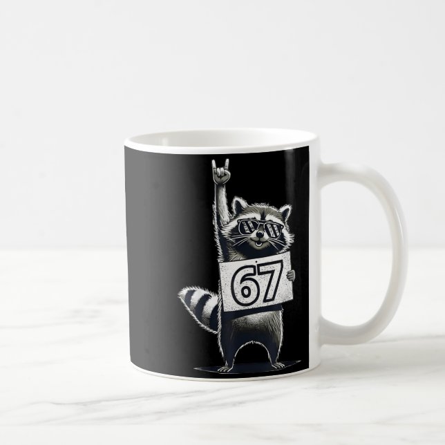 Retro Raccoon 67 Shirts Rock Music Men Kids Women  Coffee Mug (Right)