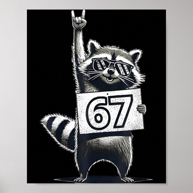 Retro Raccoon 67 Shirts Rock Music Men Kids Women  Poster (Front)