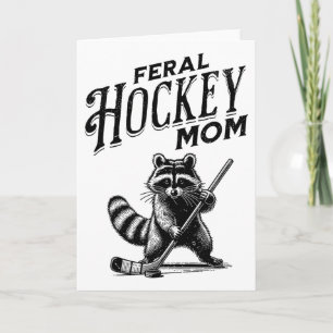 Retro Raccoon Feral Hockey Mom Hockey Player Trash Card