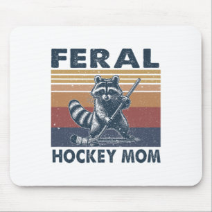 Retro Raccoon Feral Hockey Mom Hockey Player Trash Mouse Mat