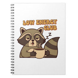 Retro Raccoon Low Energy Thoughts Lined Notebook