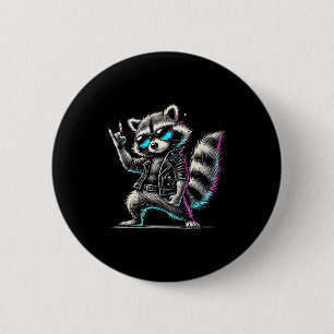 Retro Raccoon Rock Music Funny Gift For Men Women 6 Cm Round Badge