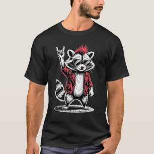 Retro Raccoon Rock Music Gift Men Kids Women Funny T-Shirt