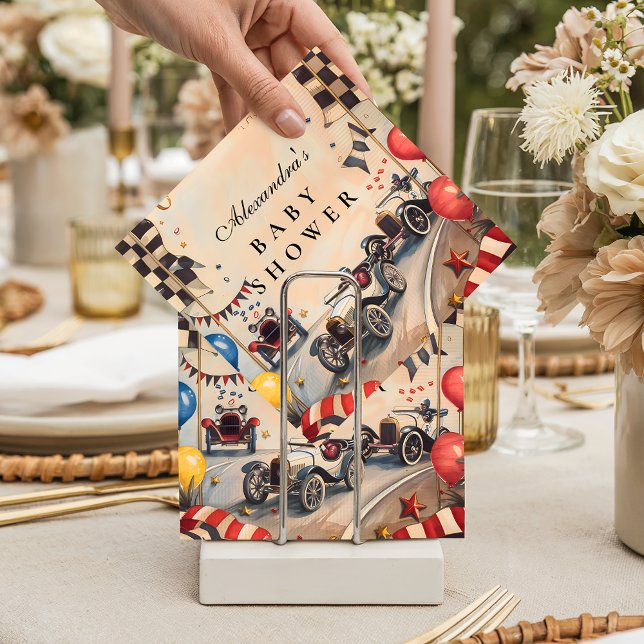 Retro Race Car Baby Shower Napkin (Creator Uploaded)