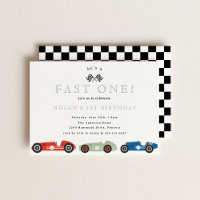 Retro Race Car Fast One Theme Birthday