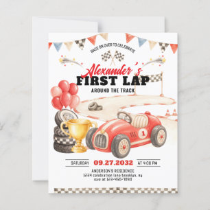 Retro Race Car First Lap Around the Track Birthday