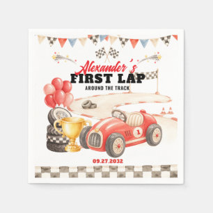Retro Race Car First Lap Around the Track Birthday Napkin